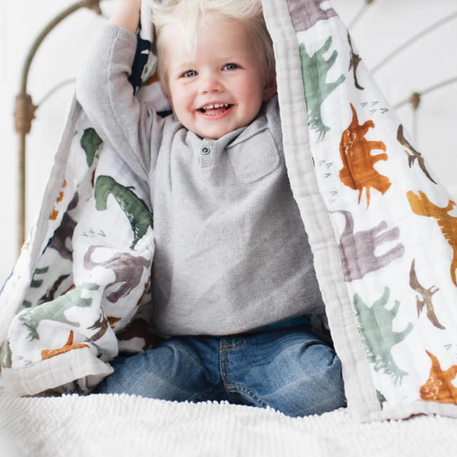 Cotton Muslin Quilted Throw - Dino Friends - Image 7