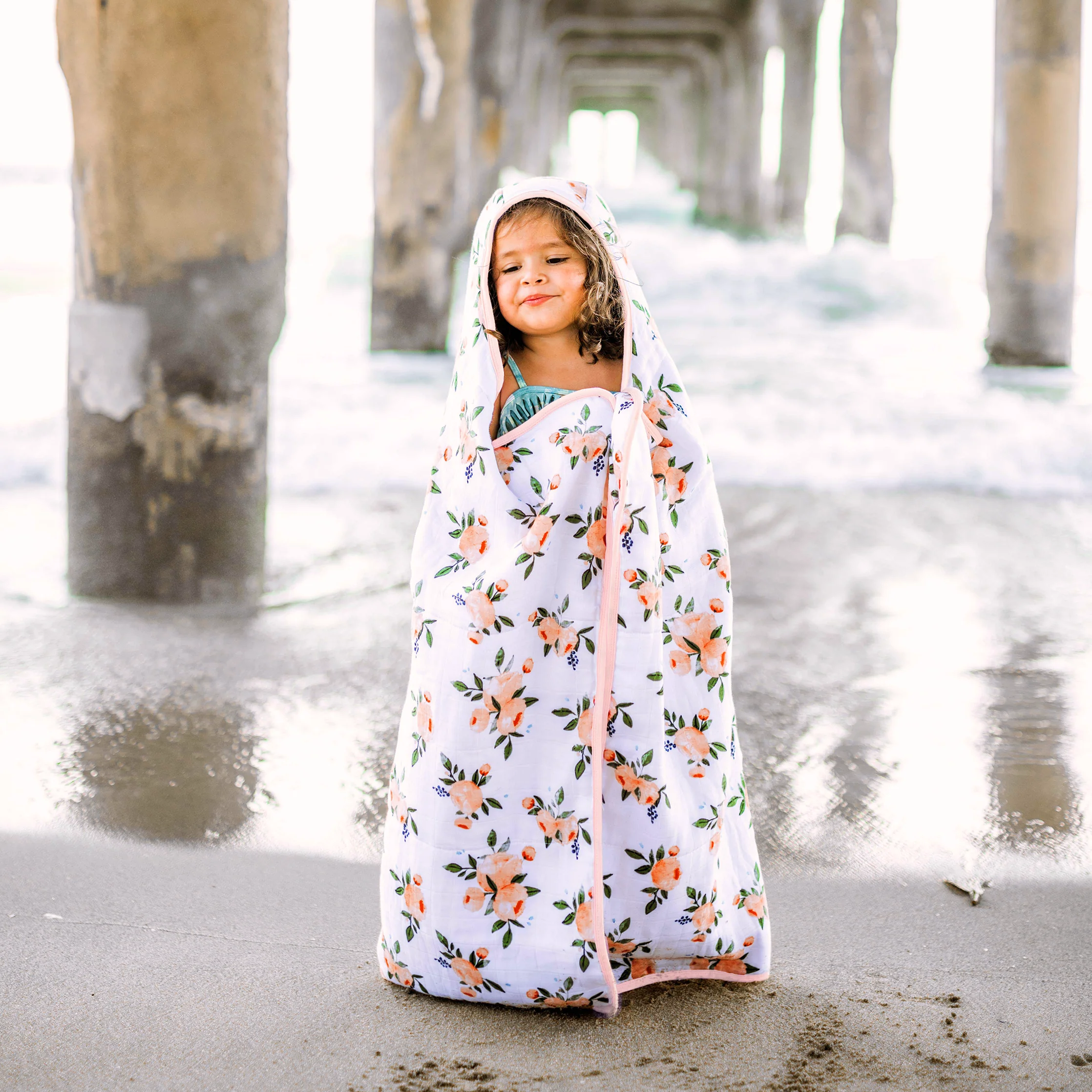 Toddler Hooded Towel - Watercolor Roses - Image 6