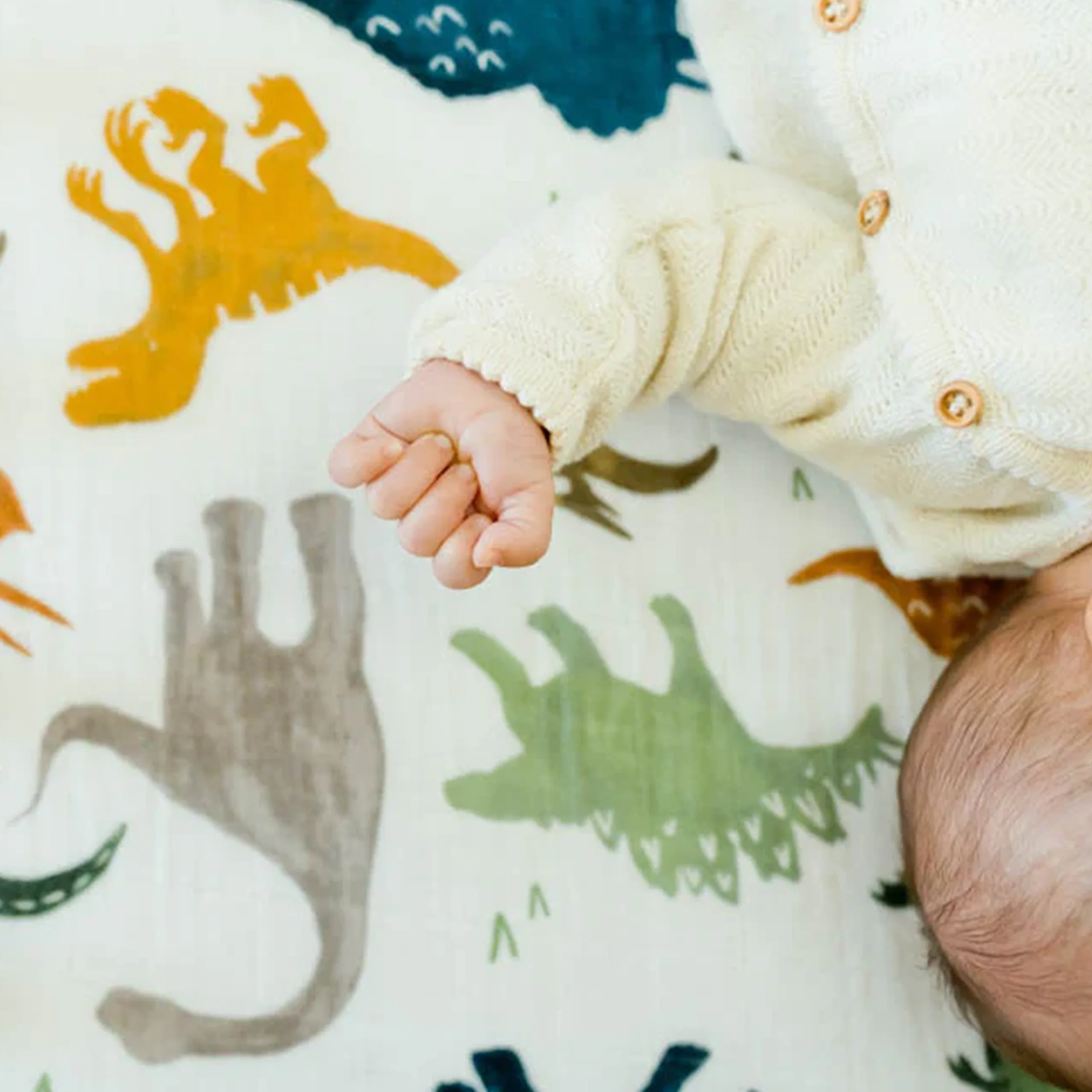 Cotton Muslin Crib Sheet - Dino Friends - Image 6