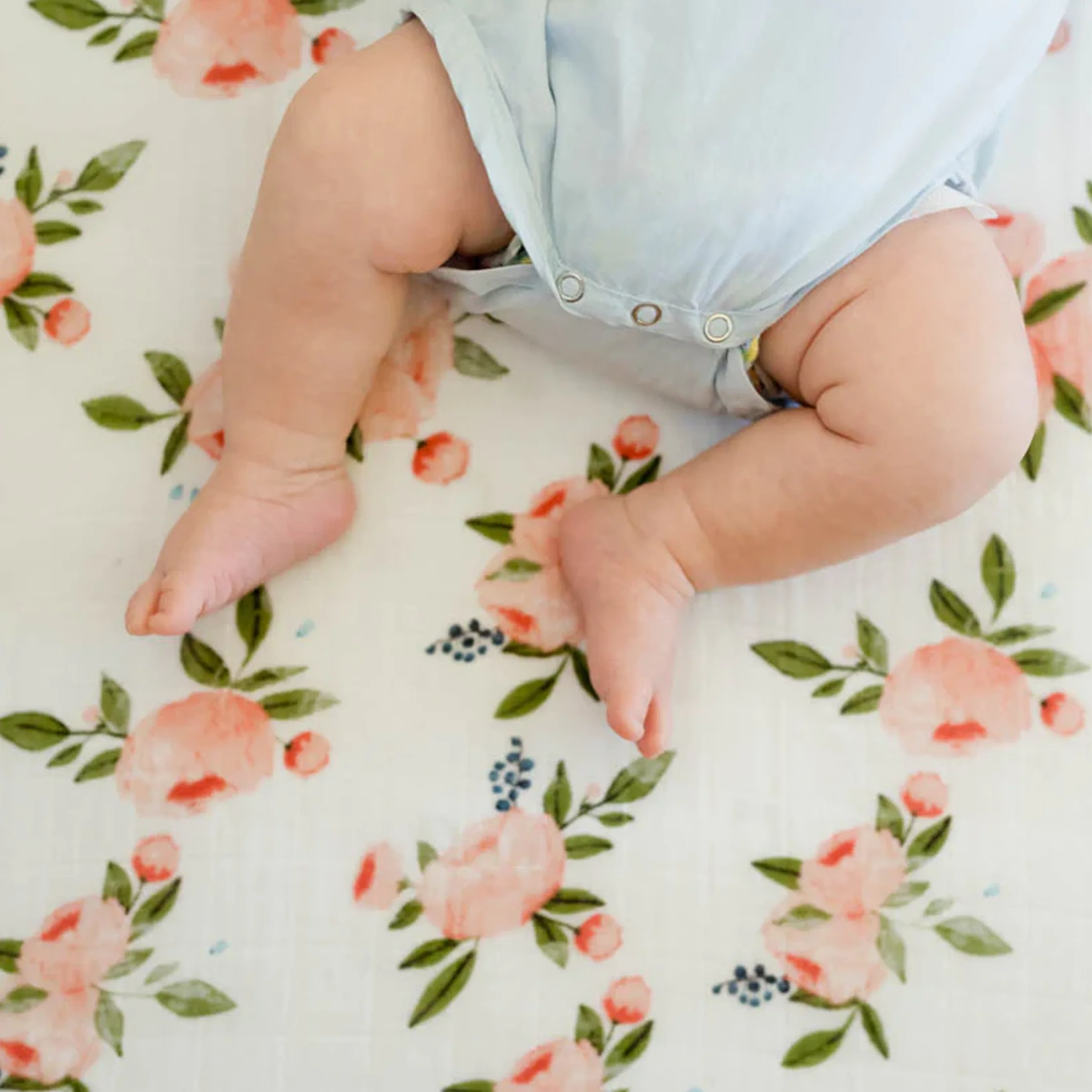 Cotton Muslin Crib Sheet - Watercolor Roses - Image 4