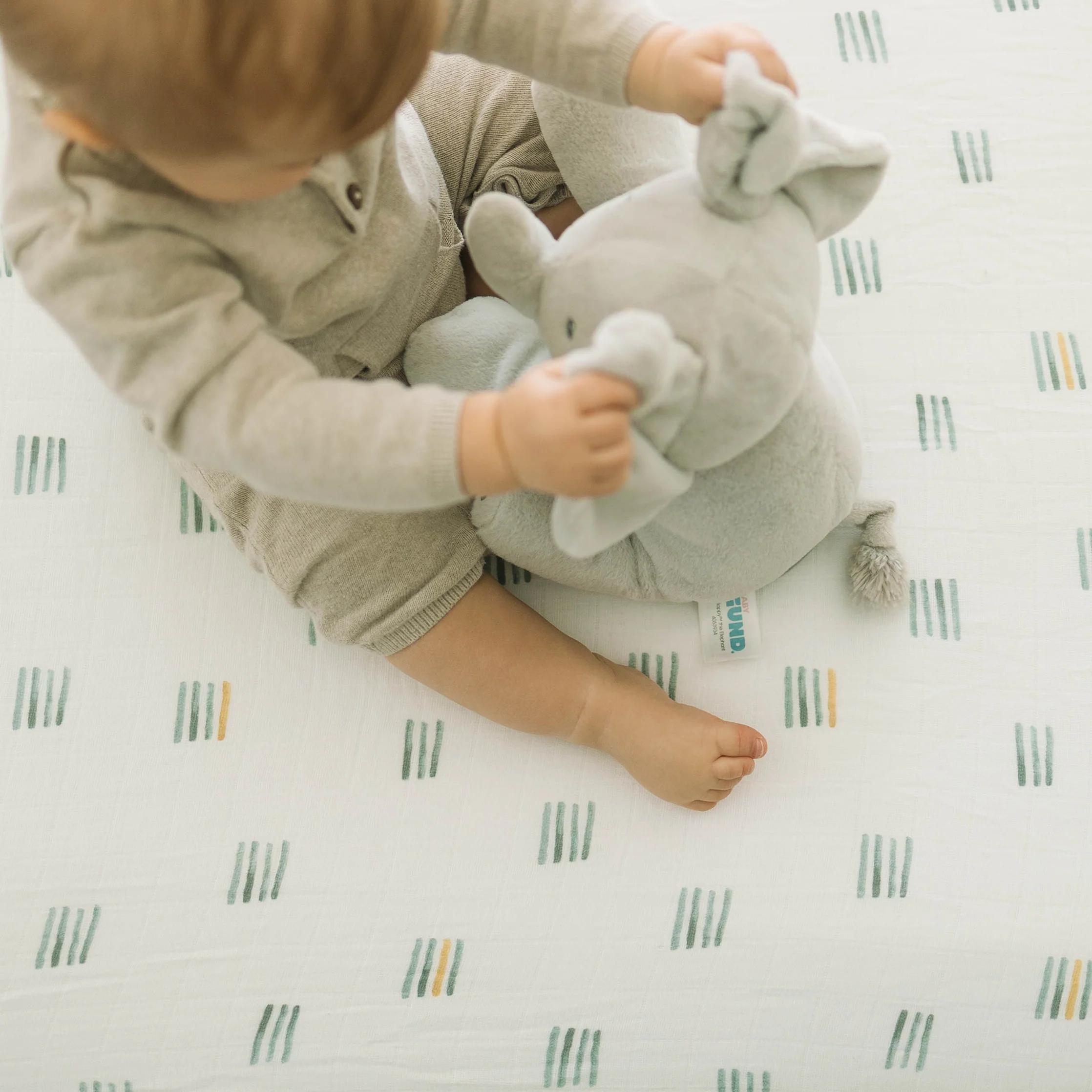 Cotton Muslin Crib Sheet - Blue Stacks - Image 6