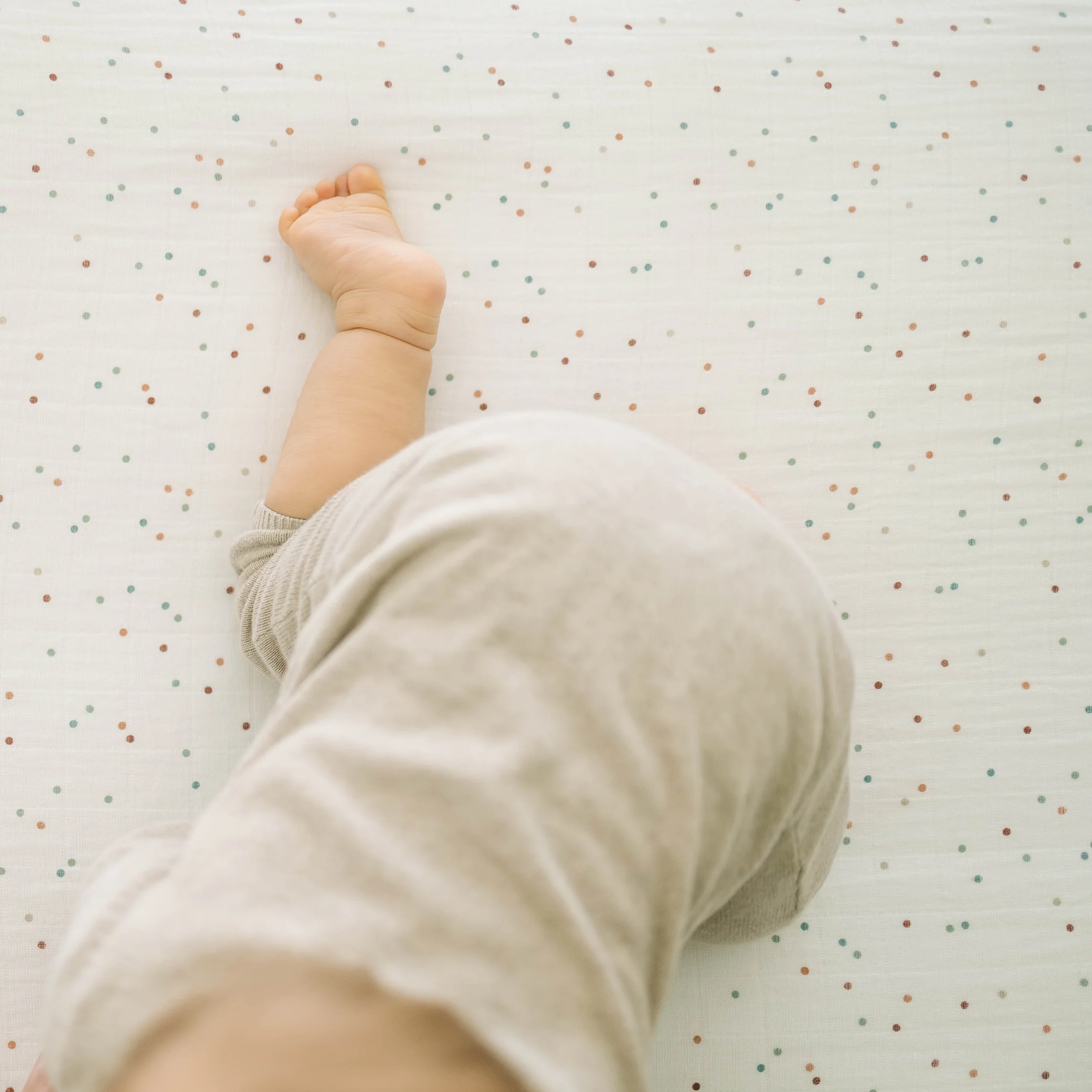 Cotton Muslin Crib Sheet - Dots - Image 4