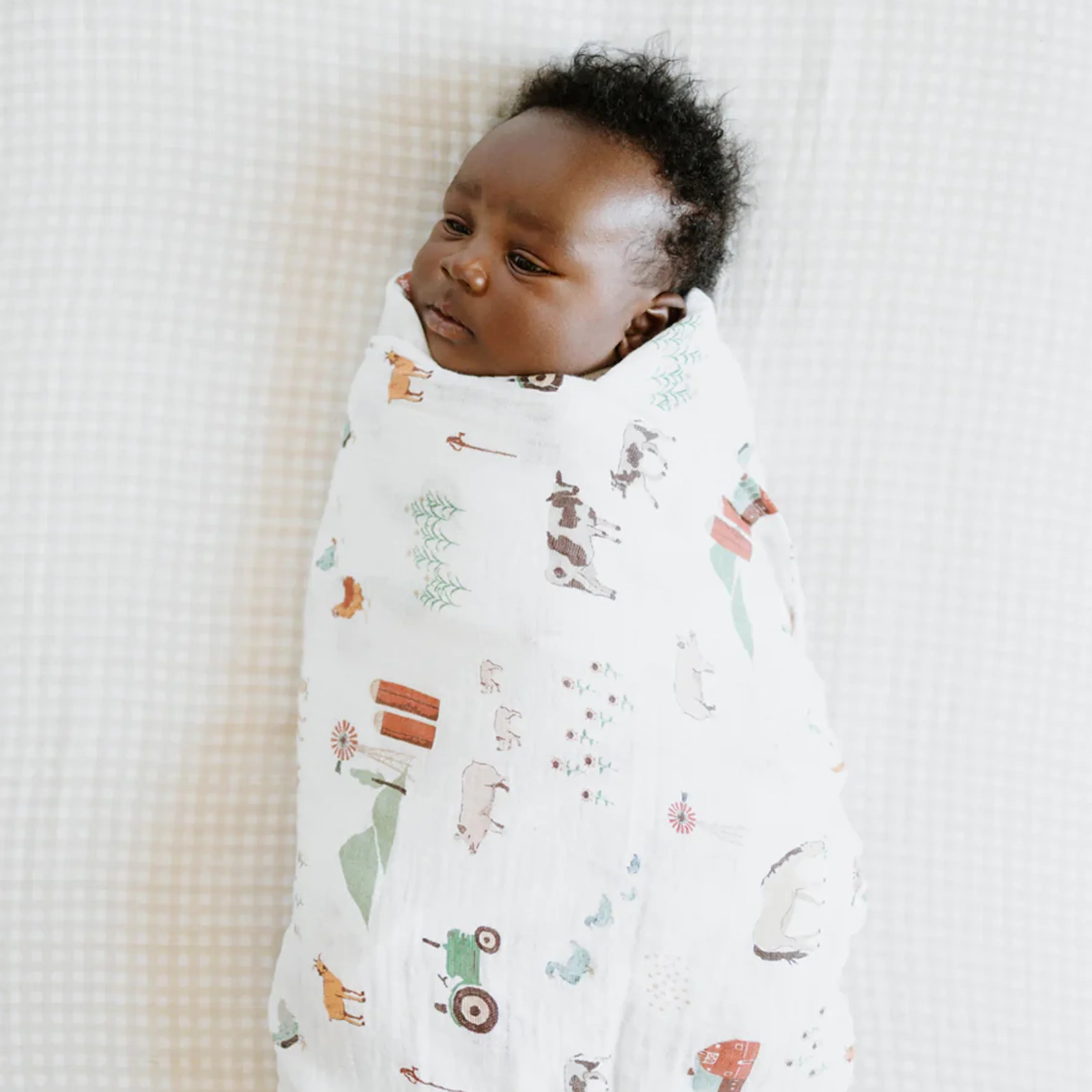 Cotton Muslin Crib Sheet - Tan Gingham - Image 5