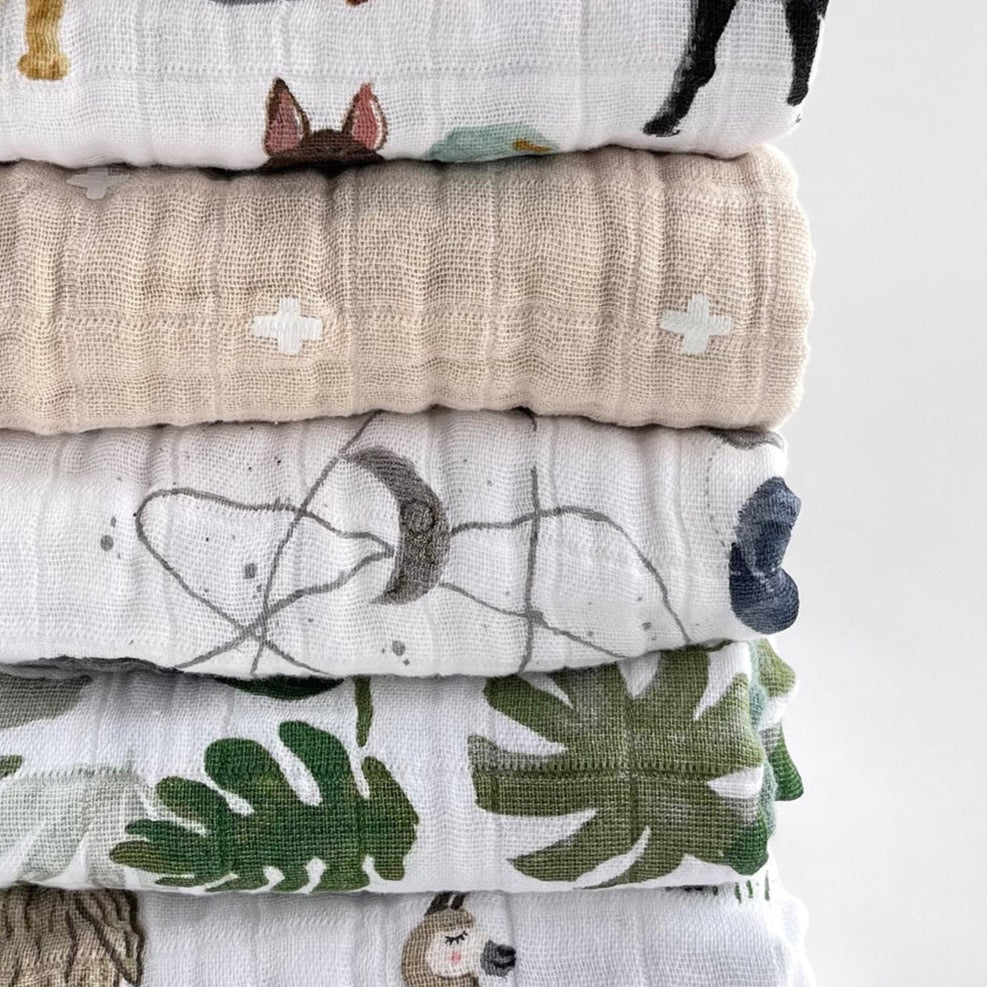 Original Cotton Muslin Quilt - Tropical Leaf - Image 8