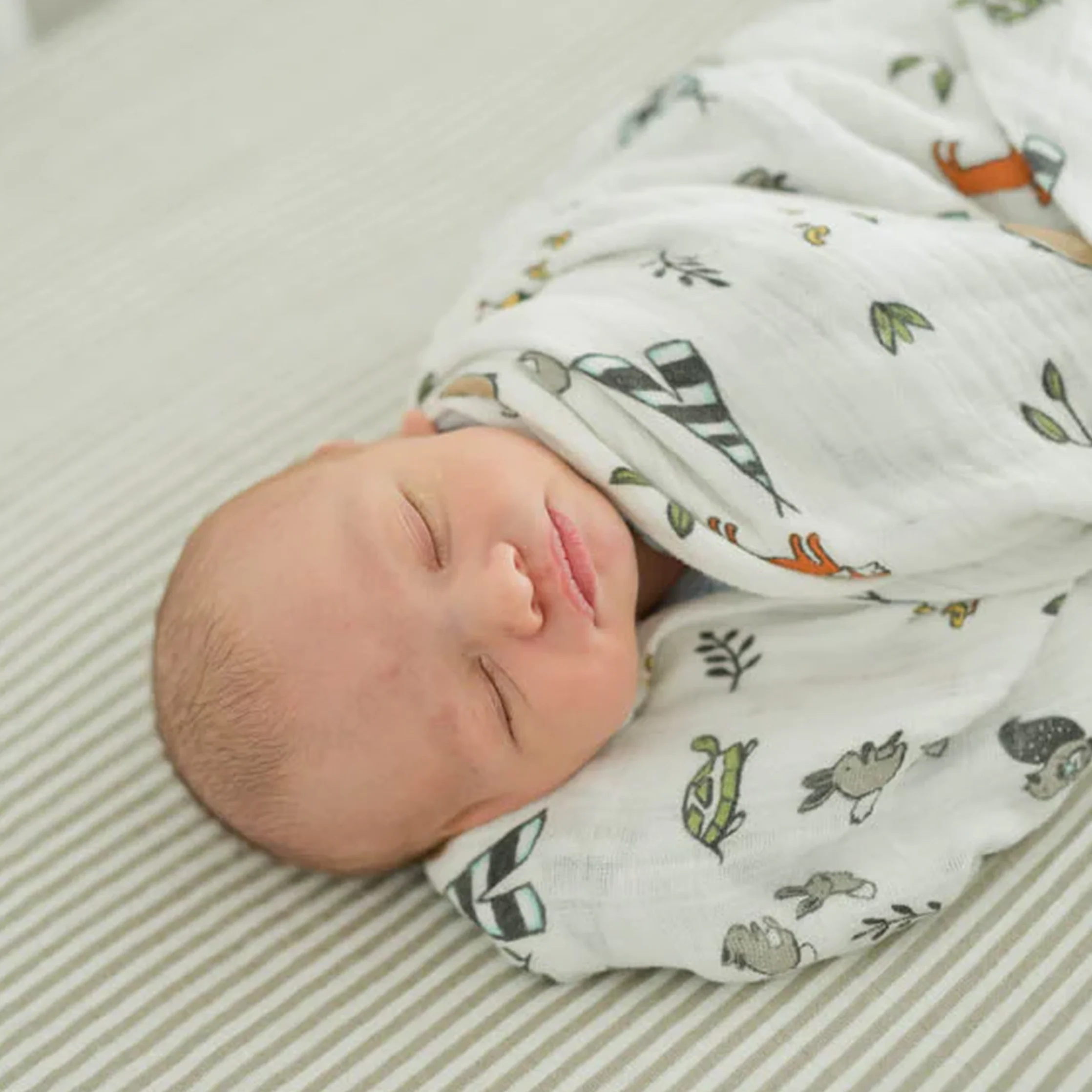 Cotton Muslin Swaddle Blanket - Forest Friends - Image 5