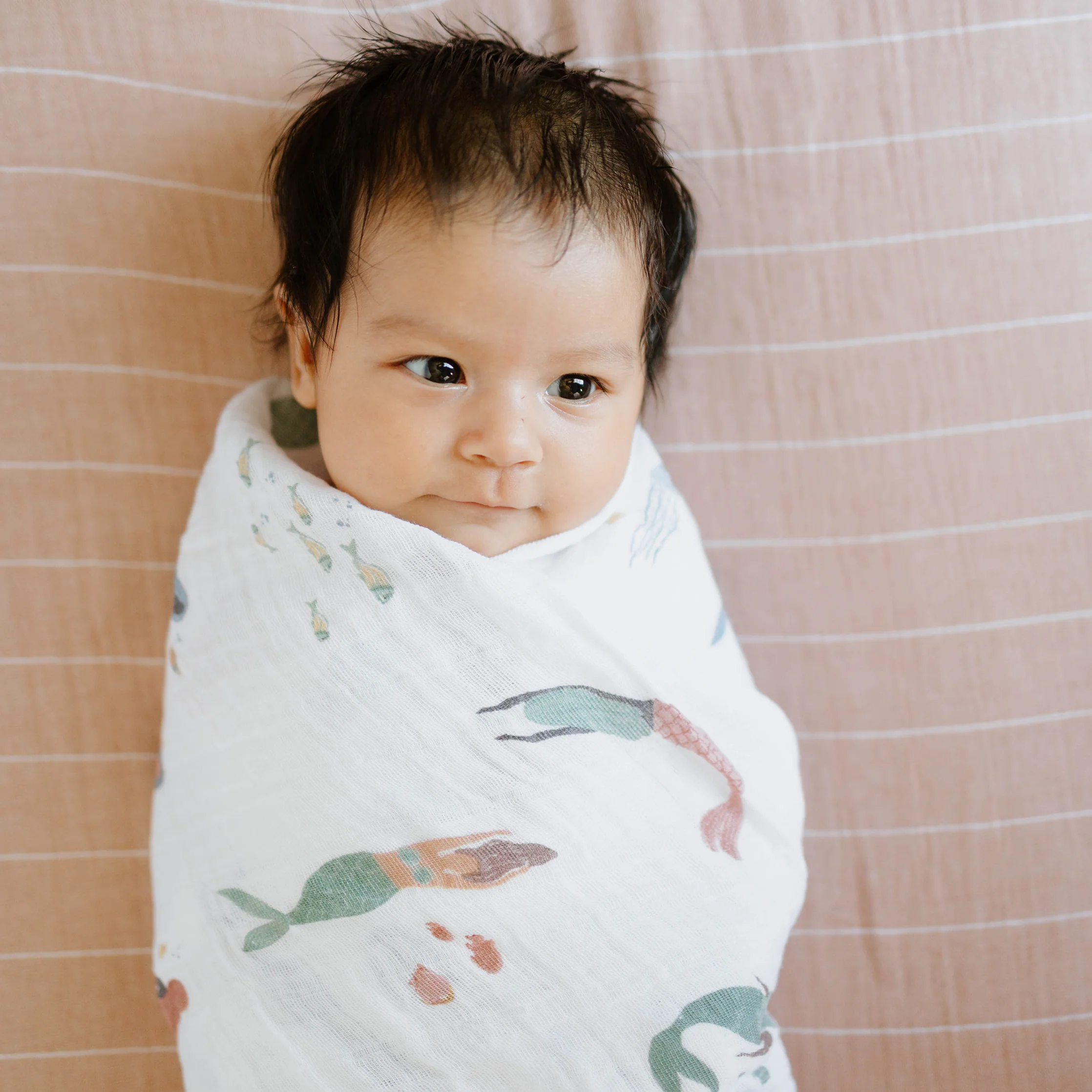 Cotton Muslin Swaddle Blanket 3 Pack - Mermaids - Image 12
