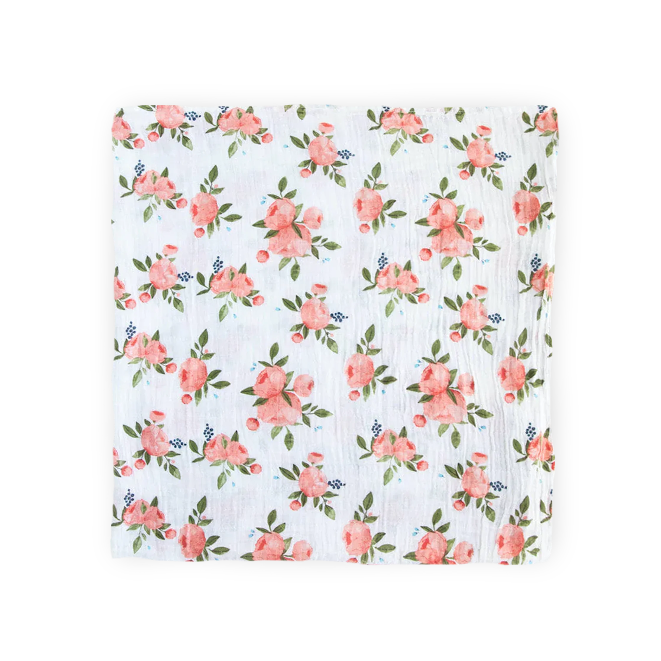 Cotton Muslin Swaddle Blanket - Watercolor Roses - Image 3