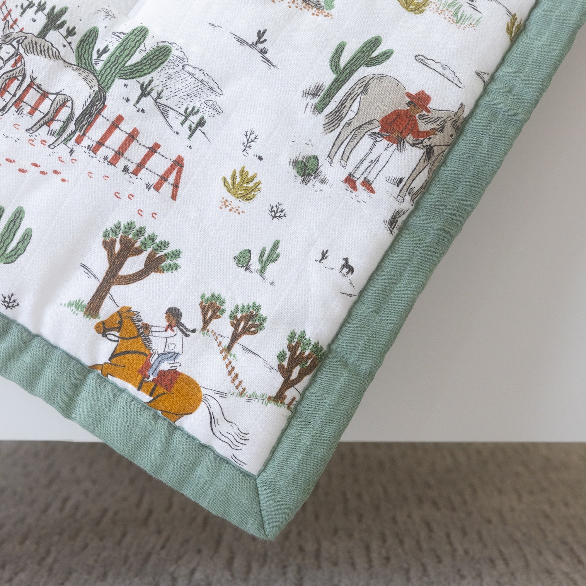 Cotton Muslin Toddler Bedding 3 Piece Set - Cowpoke - Image 9