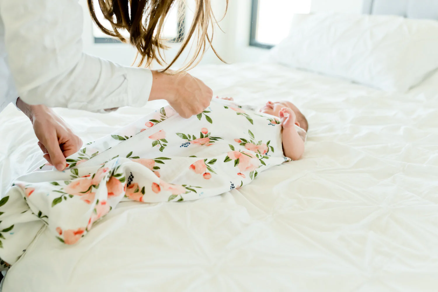 Cotton Muslin Sleep Bag - Watercolor Roses - Image 4