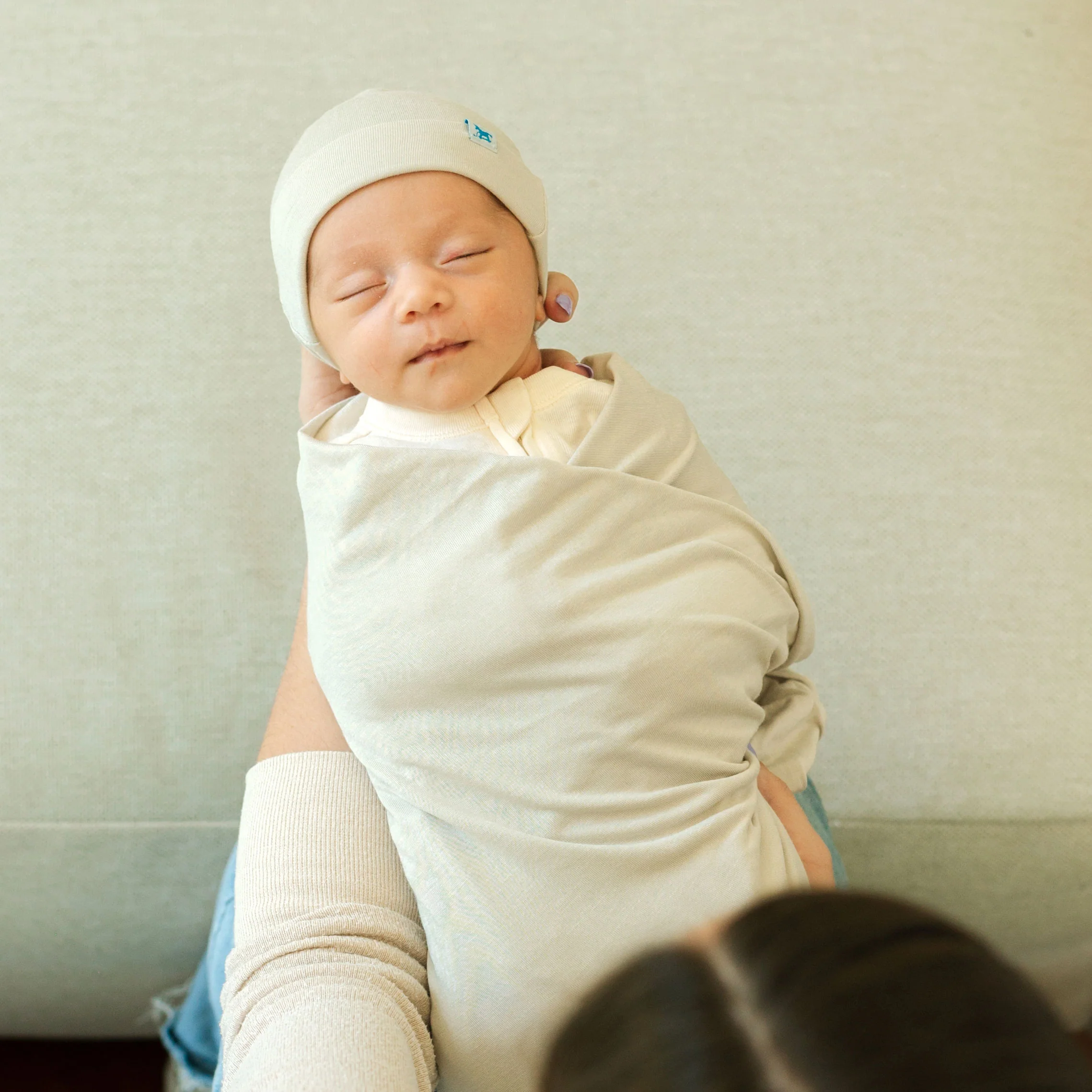Stretch Knit Swaddle Blanket - Pebble - Image 5